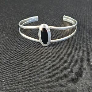 Elegant Silver and Black Cuff Bracelet